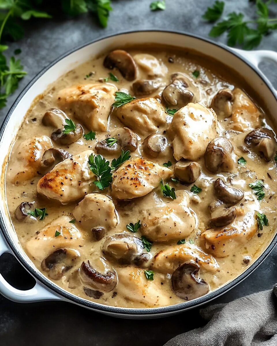 baked chicken stroganoff — creamy, comforting one dish dinner