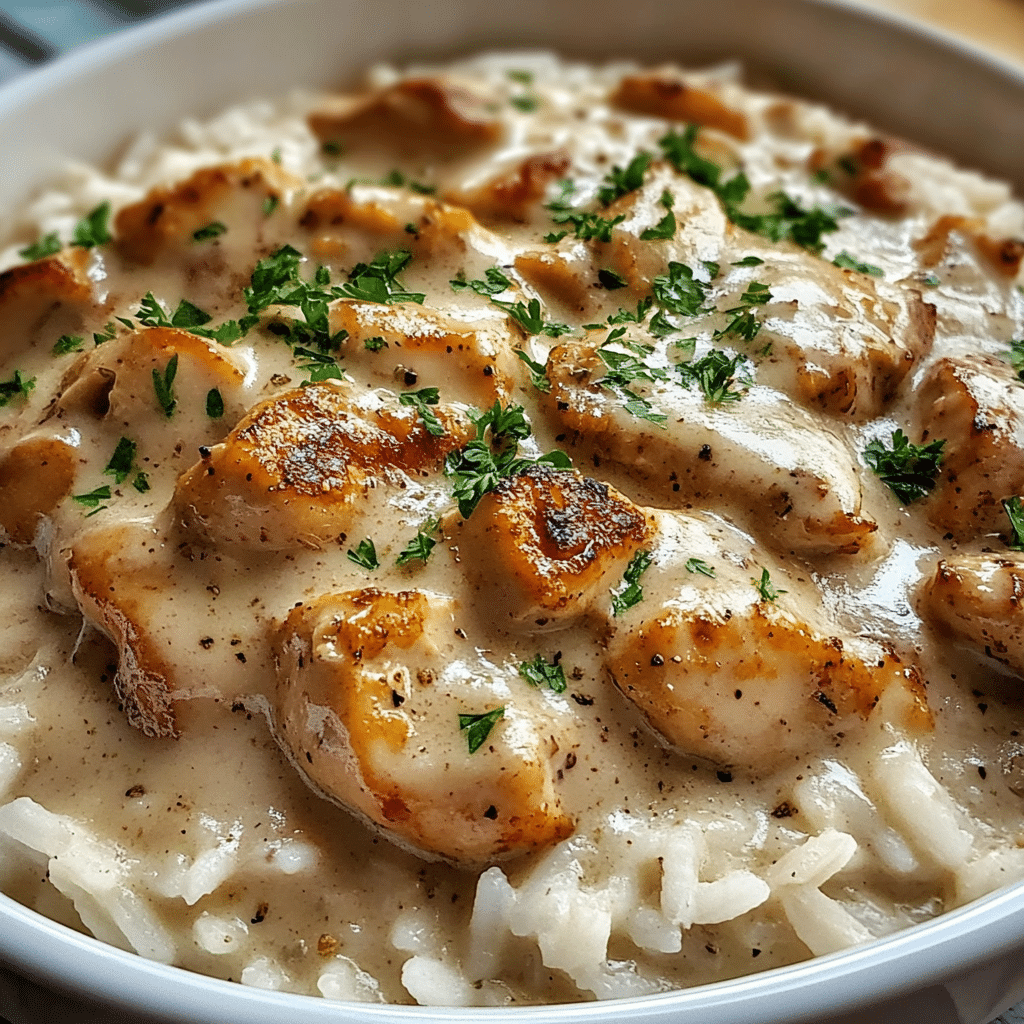 creamy smothered chicken & rice — the ultimate comfort dinner