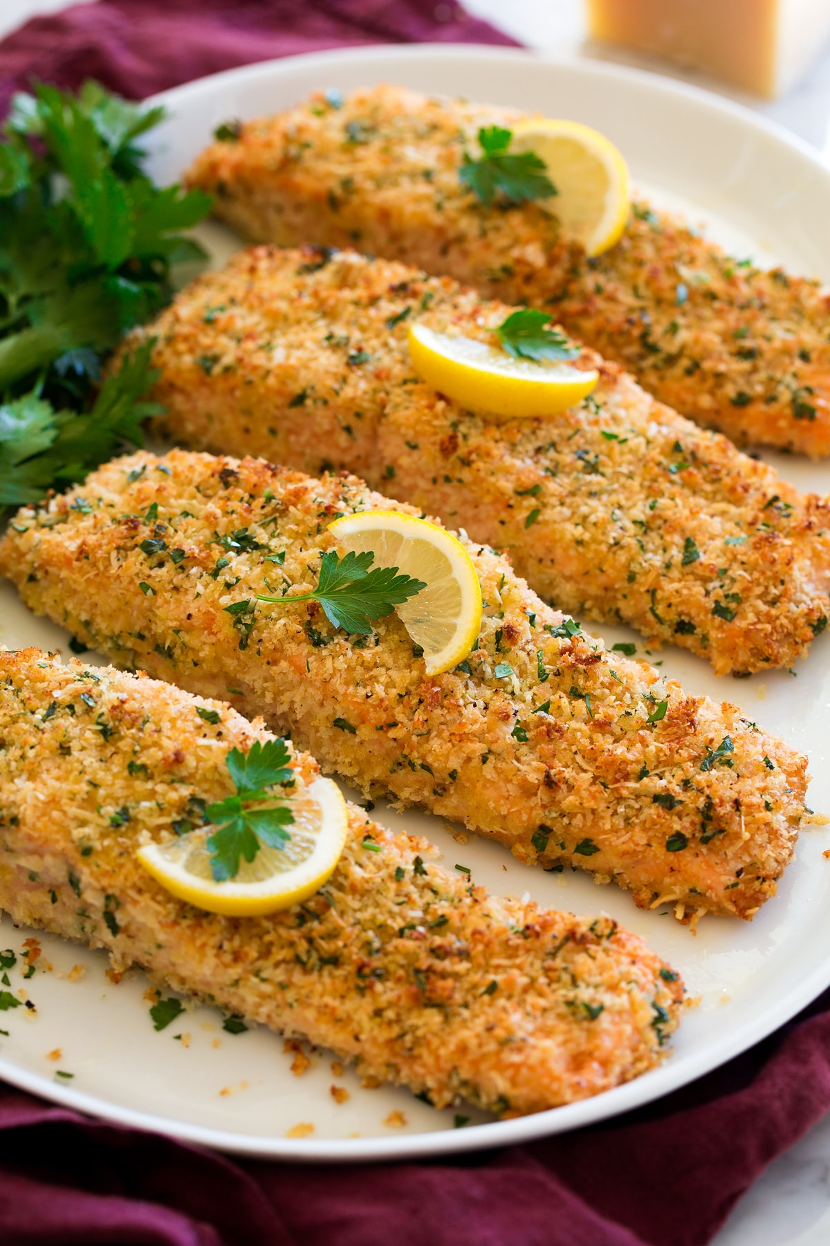 crispy parmesan herb crusted salmon — flavor packed & healthy