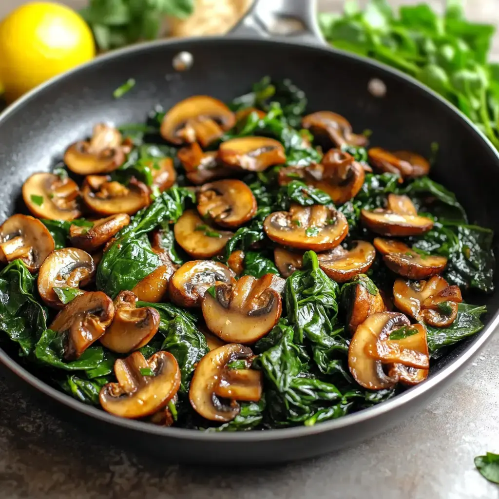 easy & nutritious sautéed mushrooms with spinach — quick healthy side