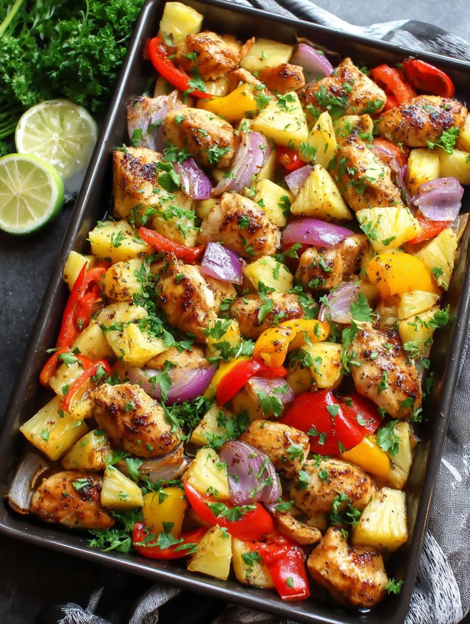 hawaiian chicken sheet pan — tropical one pan dinner you’ll crave