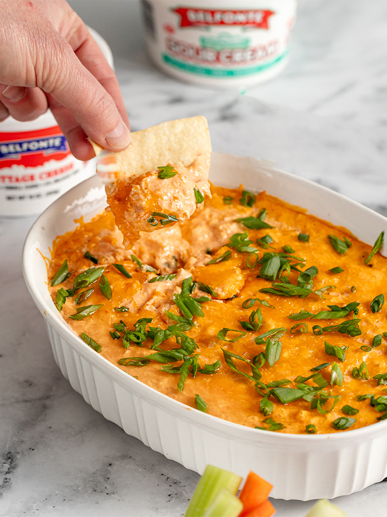 buffalo cottage cheese dip — spicy, creamy & guilt free party favorite