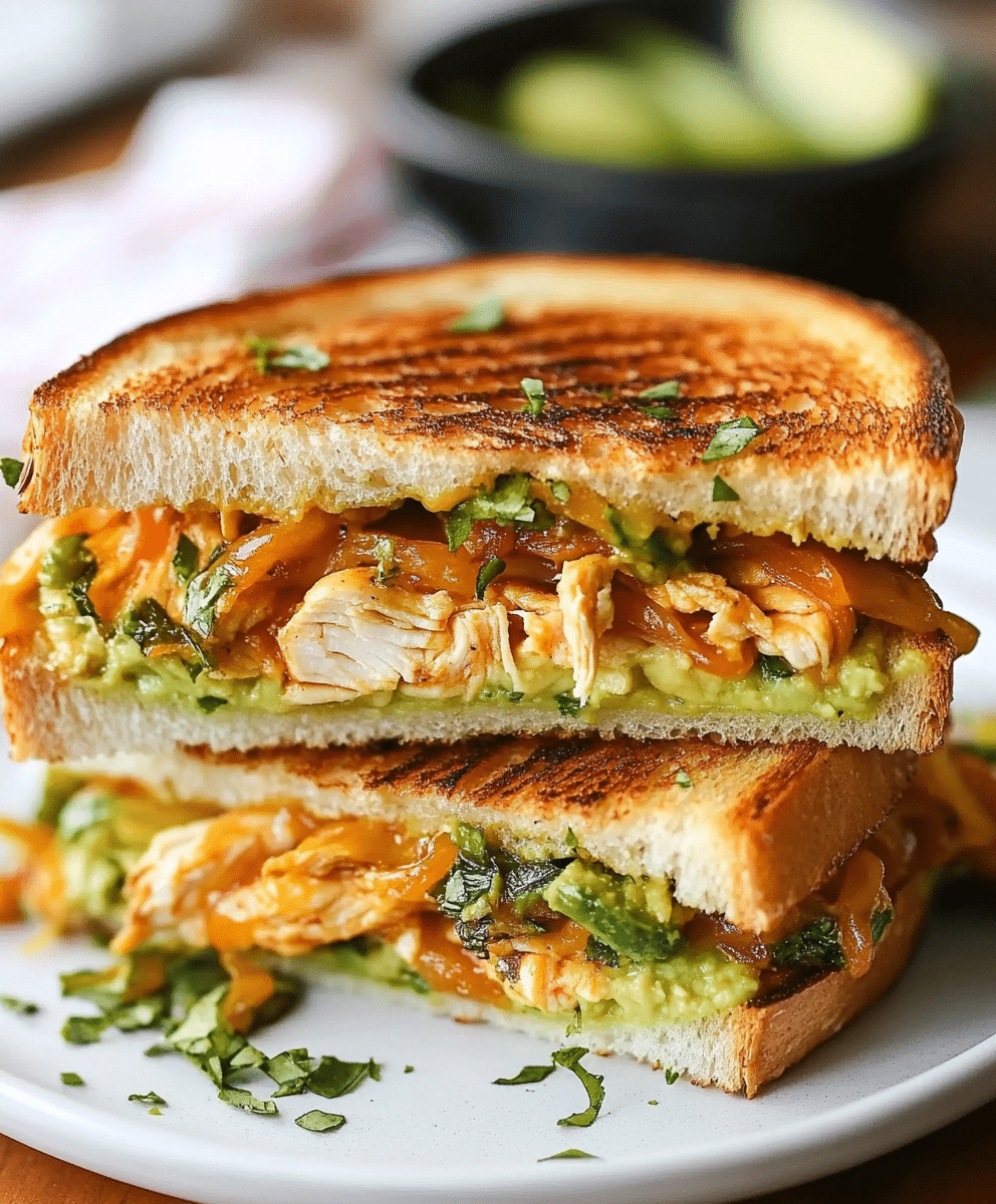 chicken avocado melt sandwich — cheesy, creamy & flavorful lunch delight