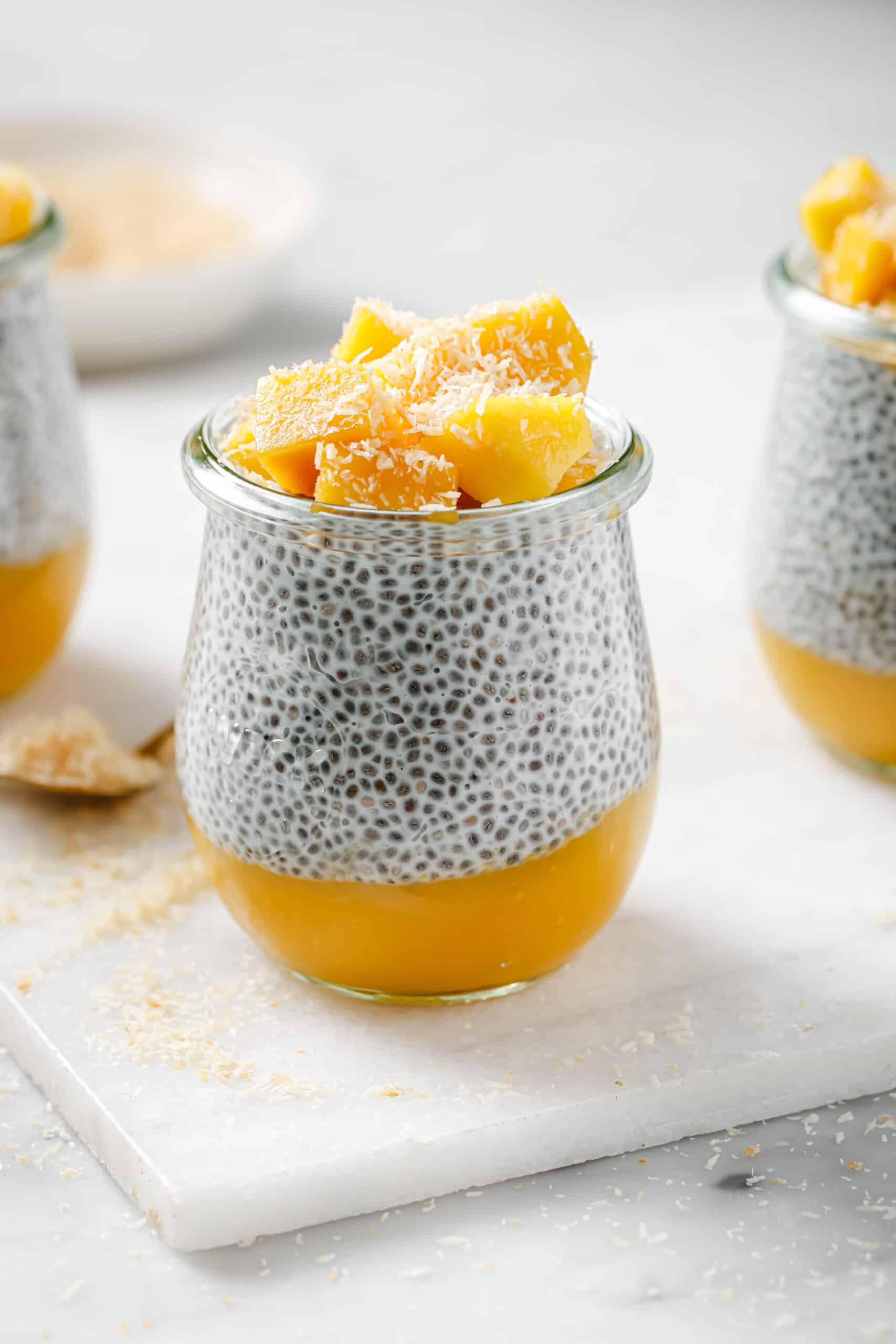 coconut mango chia pudding parfait — tropical, creamy & healthy
