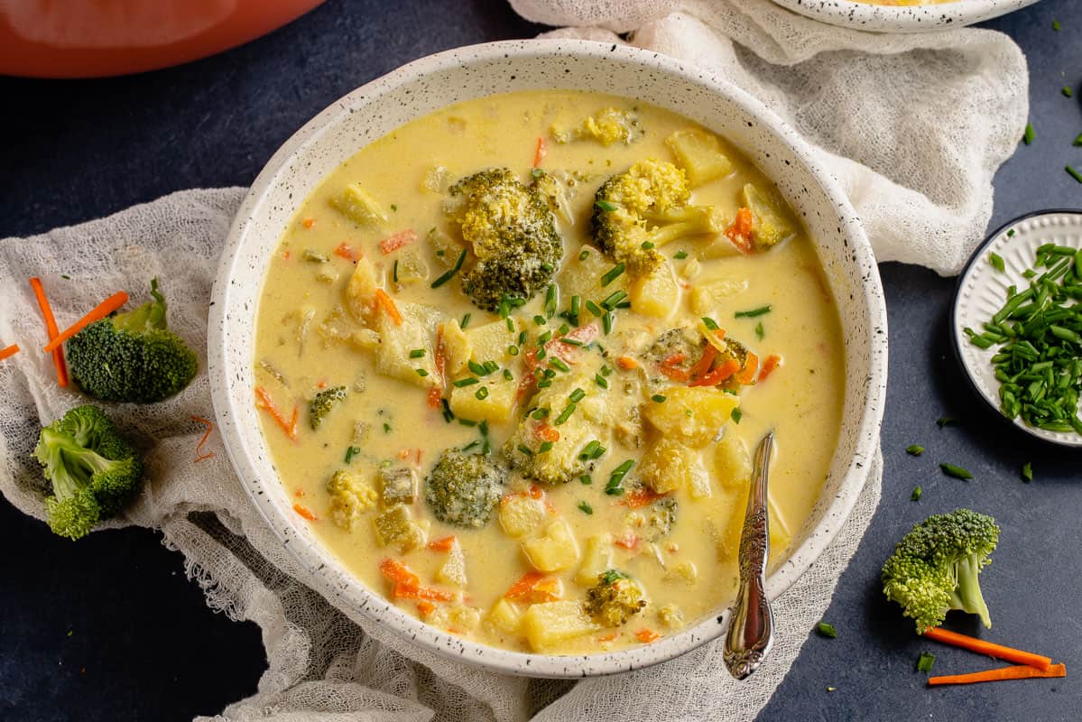 creamy broccoli potato soup — loaded, cheesy & comforting!