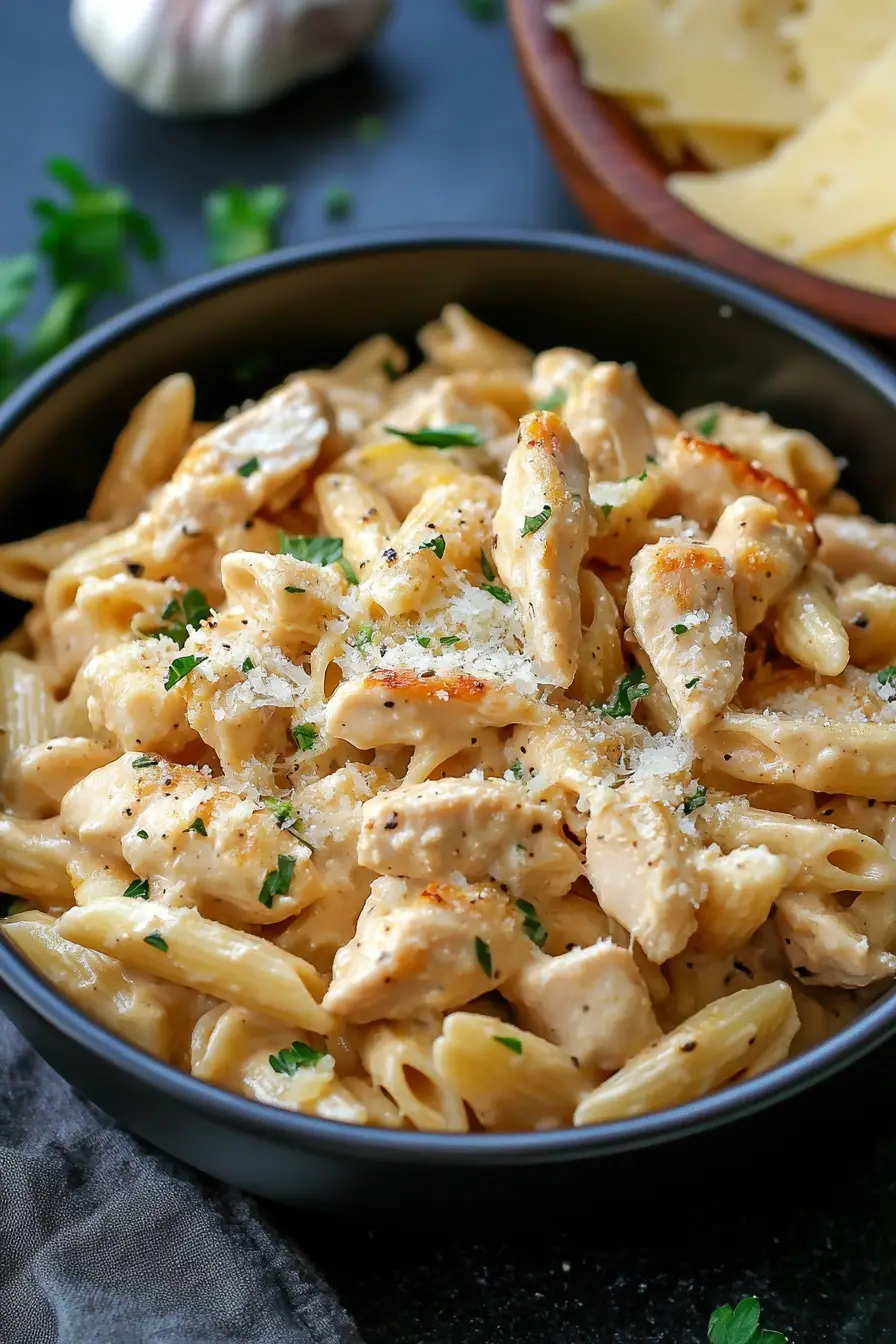 creamy garlic chicken pasta — rich one pan comfort meal
