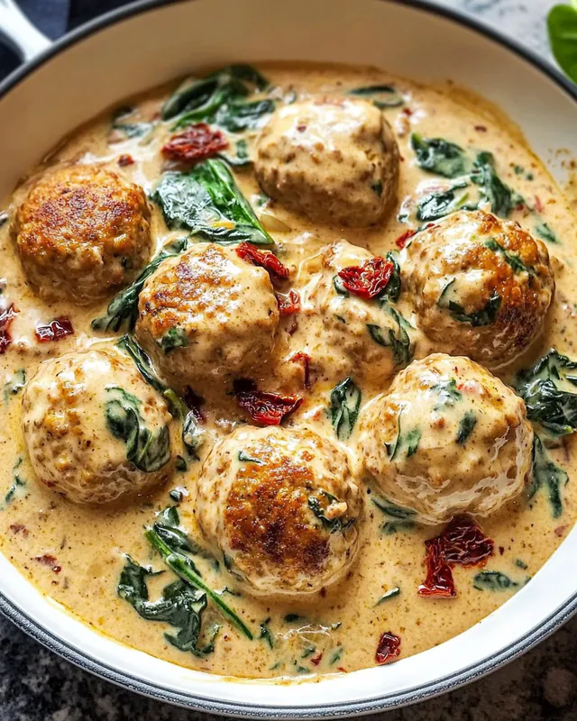 creamy spinach turkey meatballs — lean, savory & comforting dinner