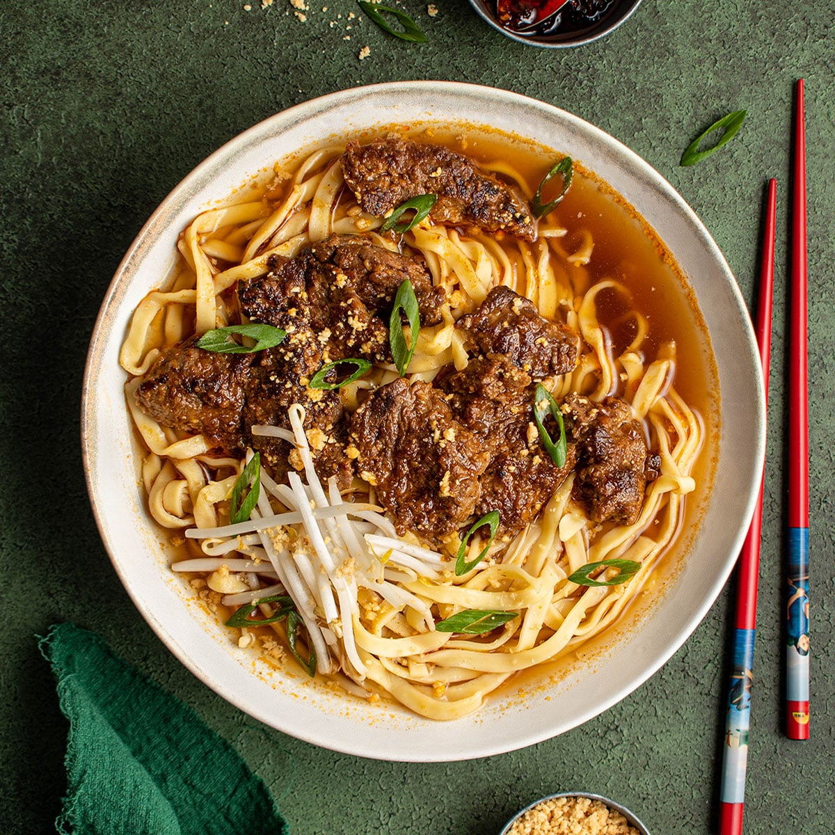 delicious satay beef noodle soup — spicy, creamy & flavor packed
