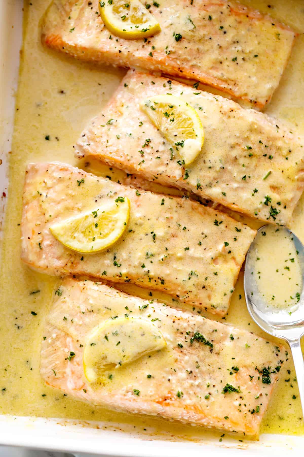 healthy baked salmon with lemon butter sauce — 30 minute seafood dinner
