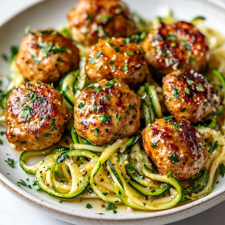 lemon herb turkey meatball & zucchini noodles — light, zesty & fresh