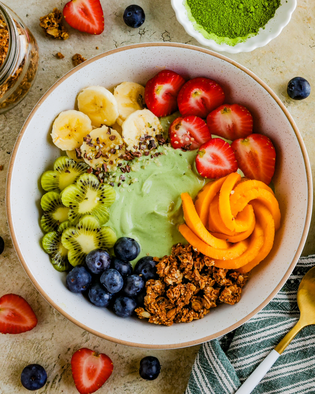 matcha yogurt bowl — creamy sweet breakfast with green tea boost