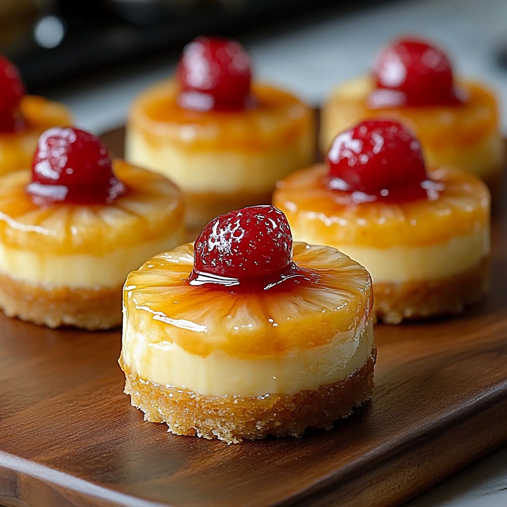 mini pineapple upside down cheesecakes — tropical, creamy dessert bites