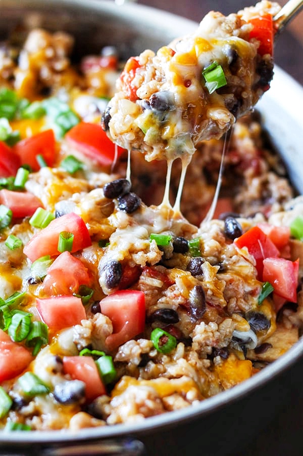one pan chicken burrito bowl — a quick & flavorful meal in 30 minutes