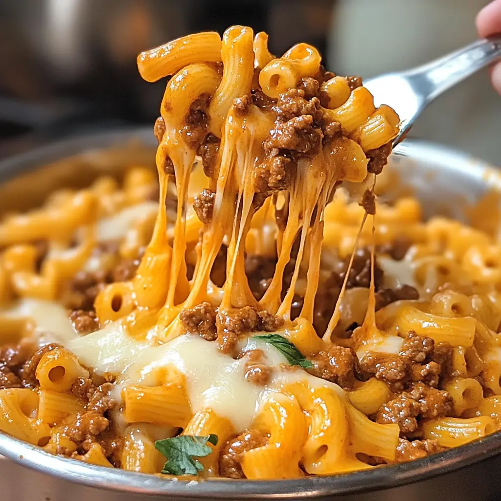 one pot cheesy sloppy cheeseburger pasta — 30 minutes to comfort