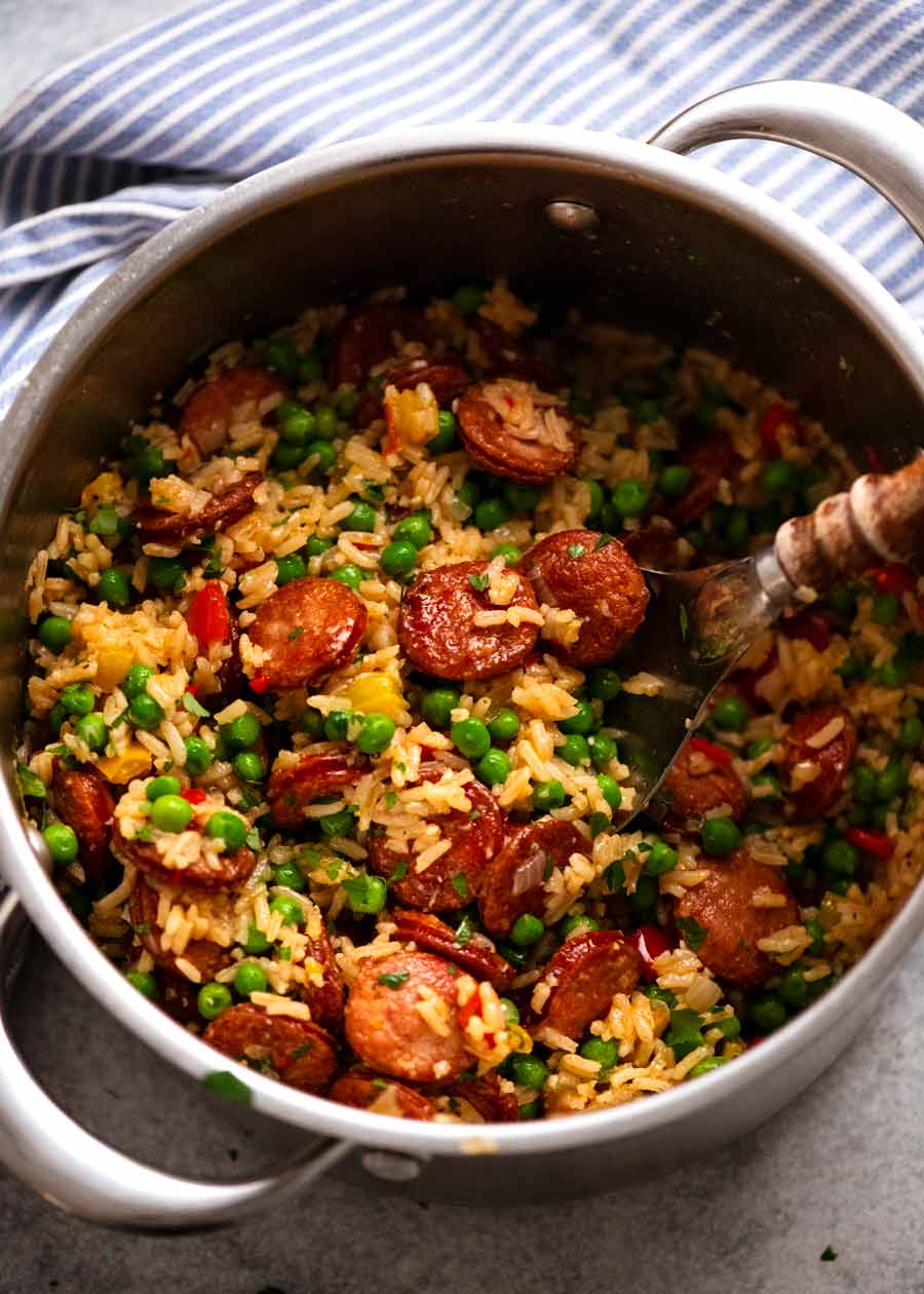 one pot smoked sausage & rice — hearty, flavor packed weeknight meal