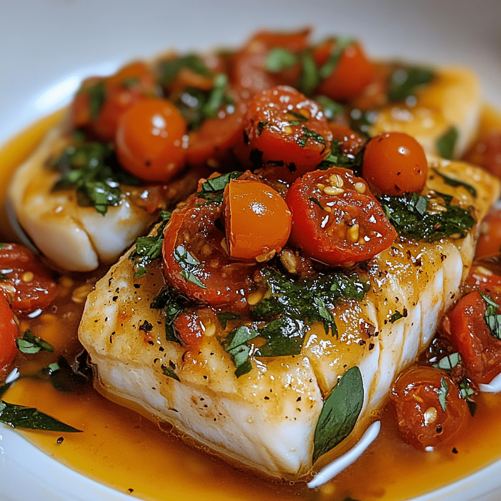 pan seared mediterranean cod — tomato basil sauce perfection