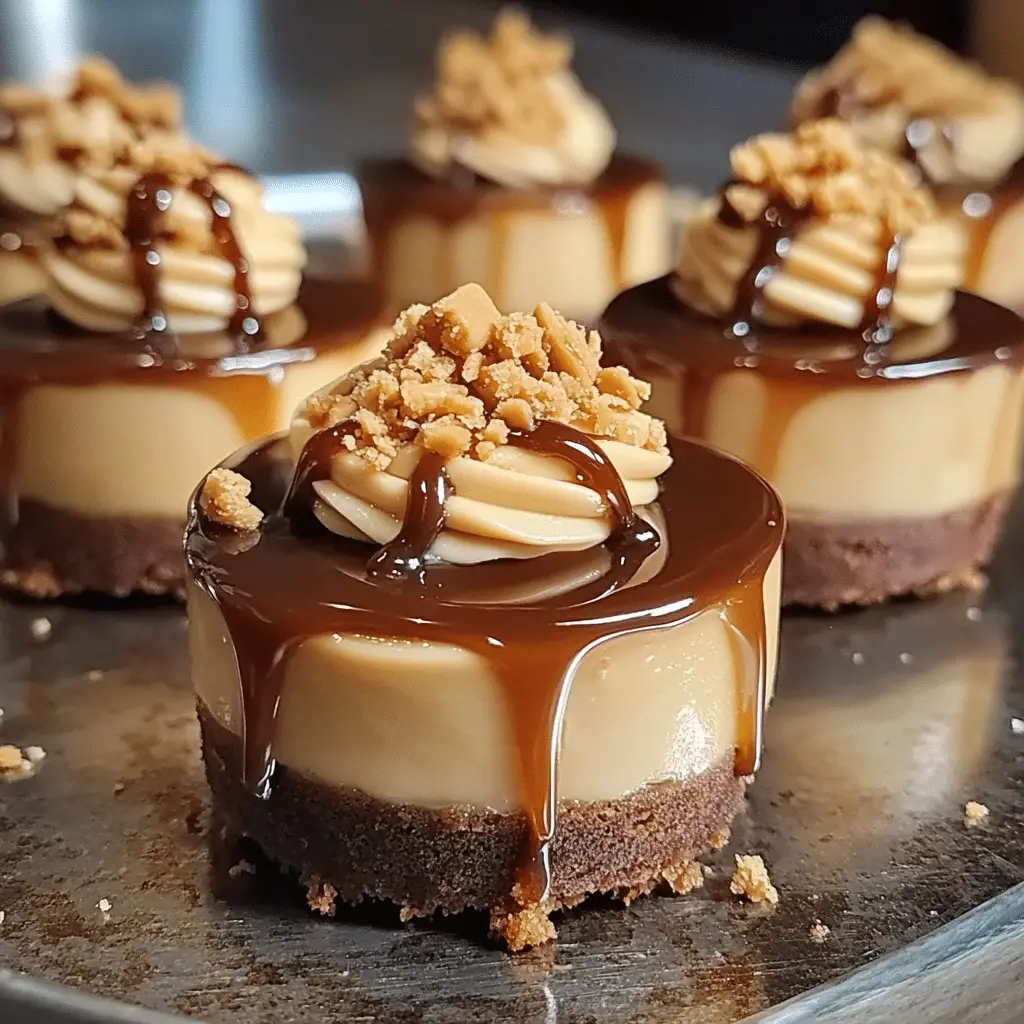 peanut butter caramel mini cheesecakes — irresistible bite sized dessert