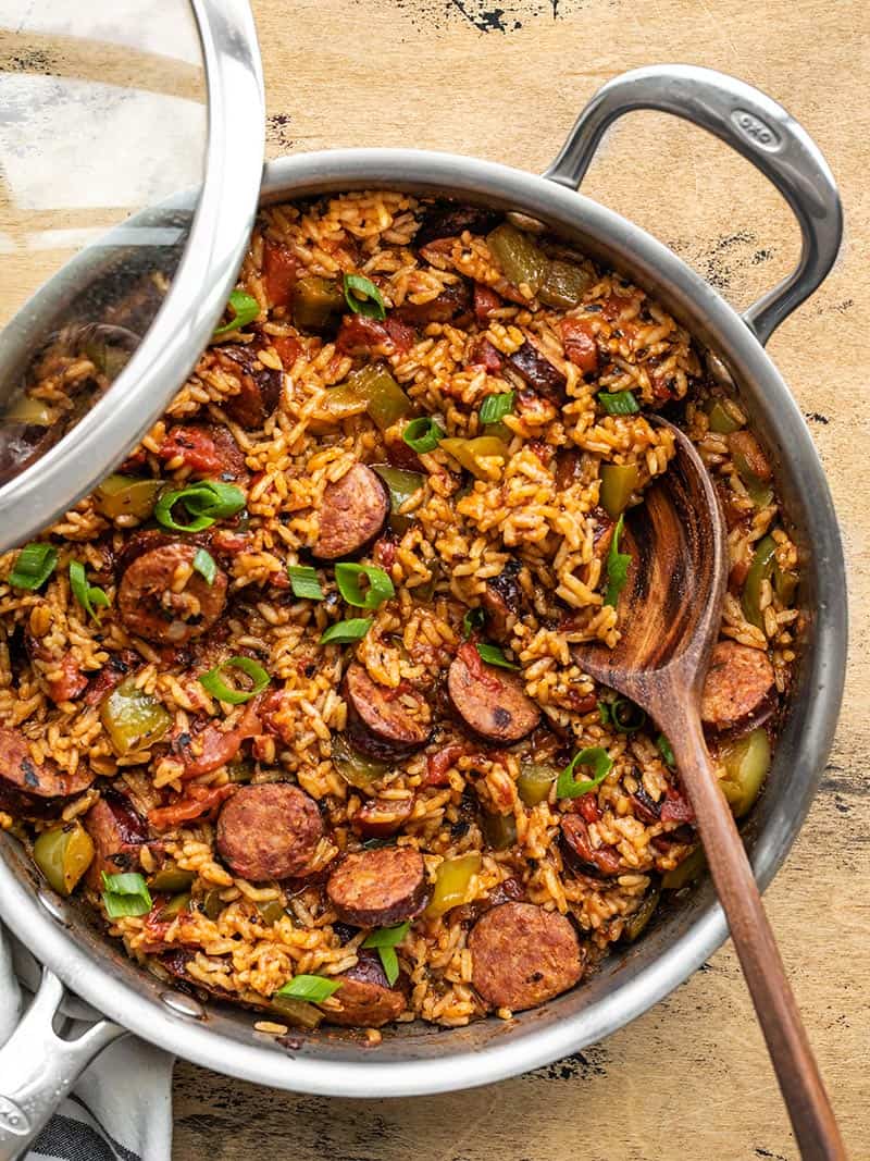 quick cajun sausage & rice skillet — one pan weeknight dinner