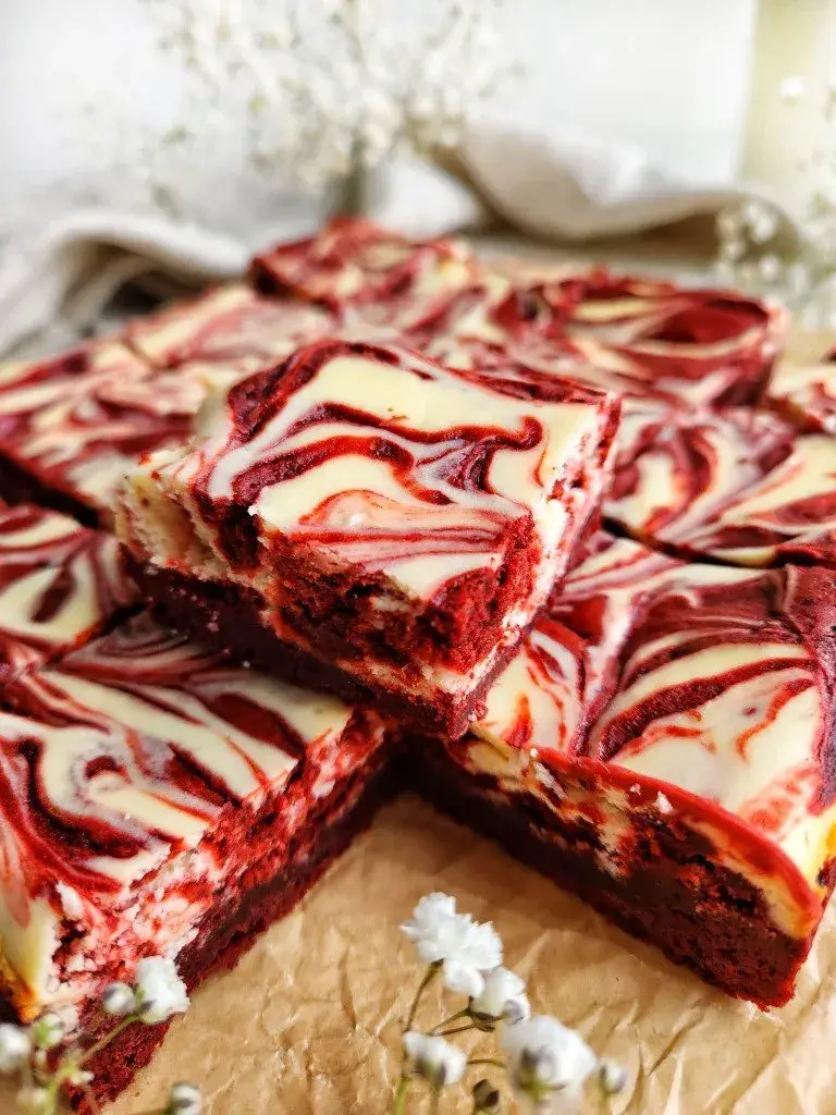 red velvet cheesecake brownies — swirled & decadently rich