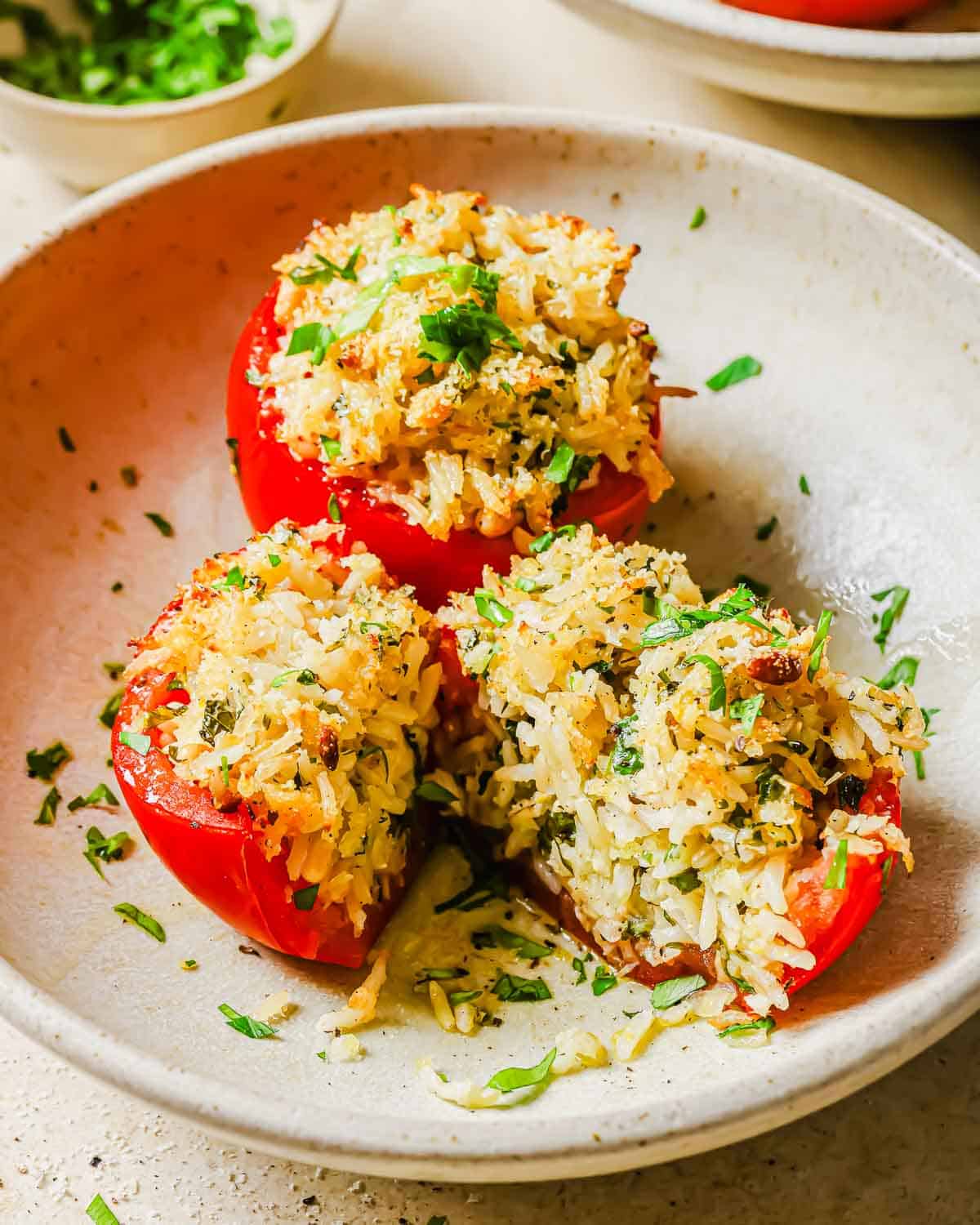 roman rice stuffed tomatoes — juicy, herby italian summer classic