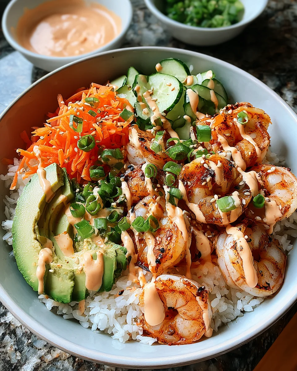 shrimp rice bowls with spicy mayo — flavorful & easy sea food meal