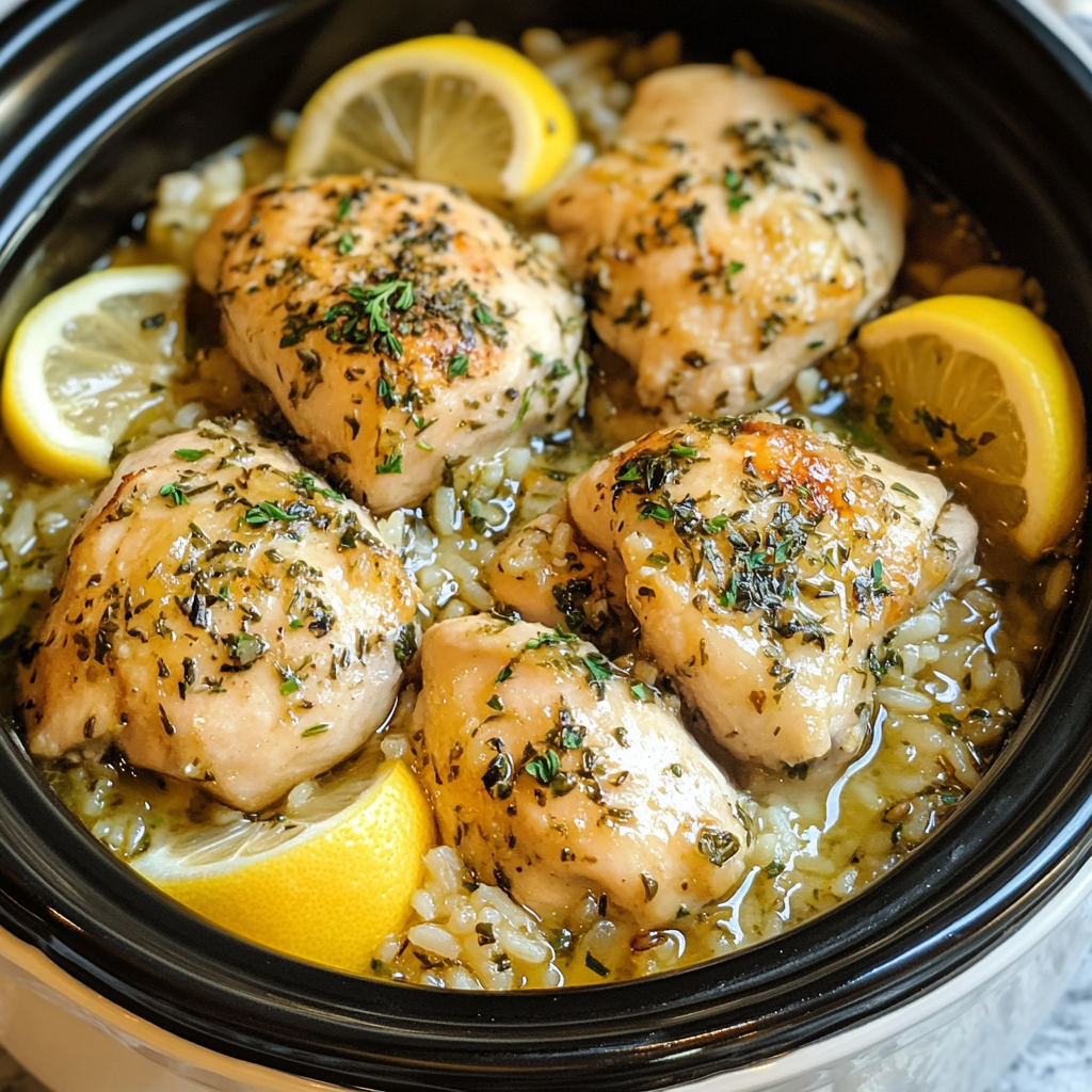 slow cooker lemon herb chicken and rice — easy meal prep comfort