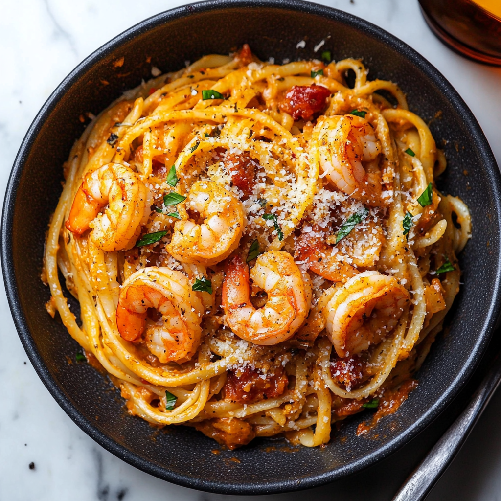 spicy garlic shrimp pasta — bold, quick & satisfying
