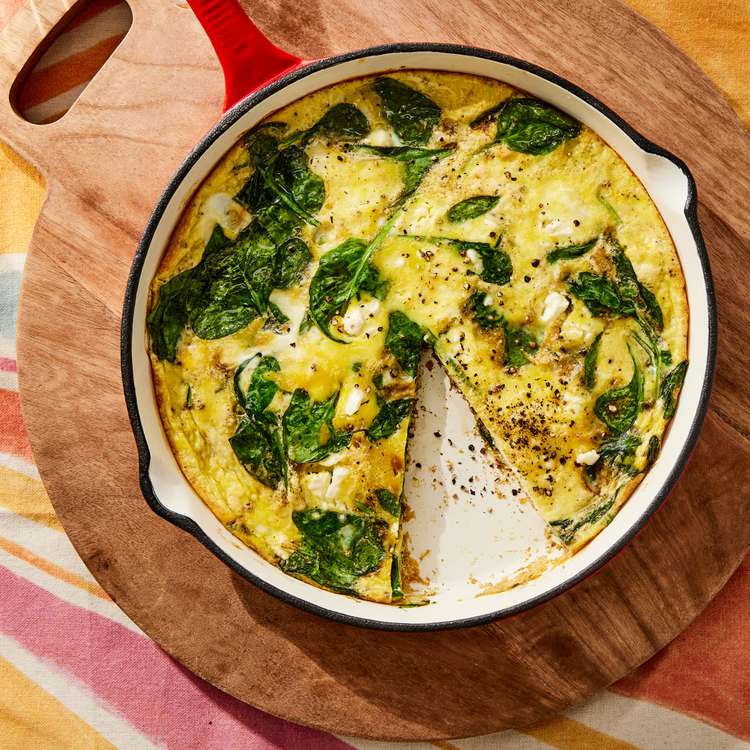 spinach feta frittata — protein packed & healthy breakfast delight