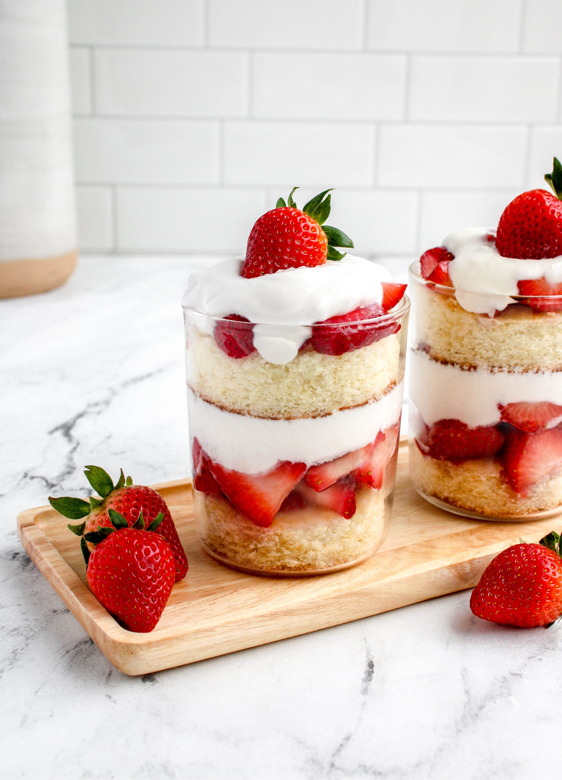 strawberry shortcake trifles — creamy layers of cake, berries & whipped bliss