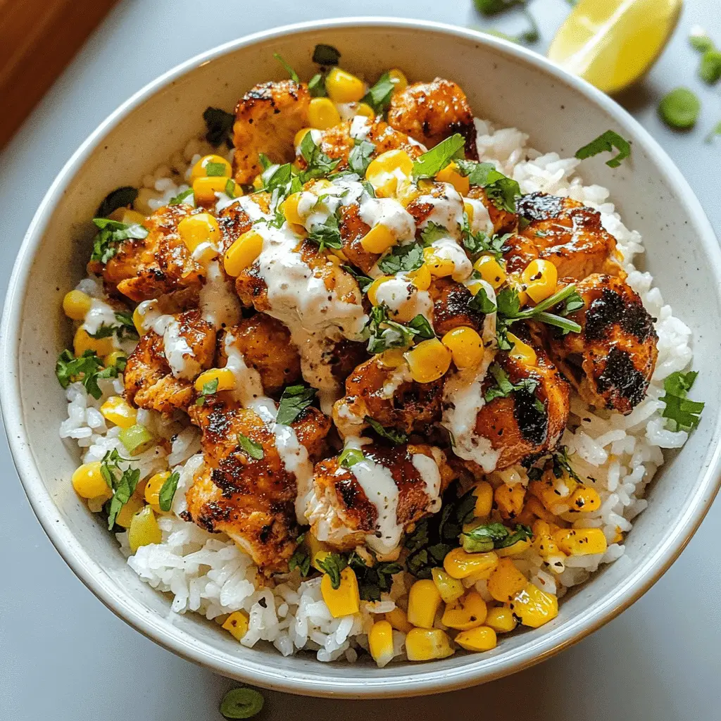 street corn chicken rice bowl — creamy, flavorful weeknight favorite
