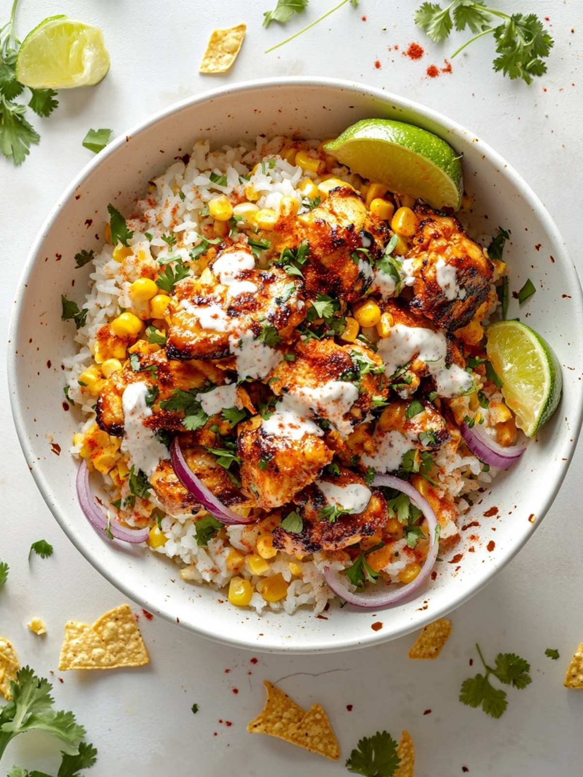 street corn chicken rice bowl — flavor packed & satisfying meal