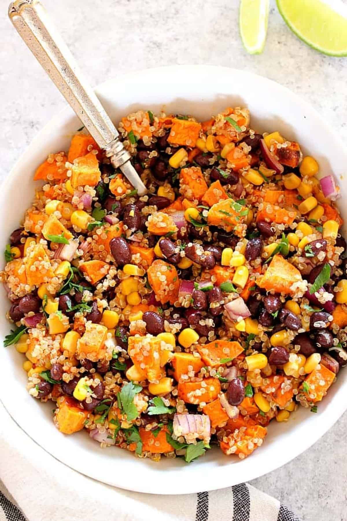 sweet potato & black bean quinoa salad — vibrant, hearty & plant powered