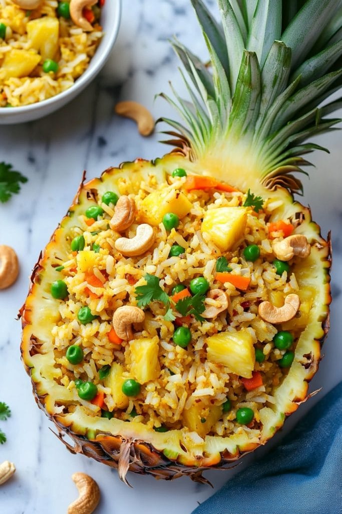 thai pineapple fried rice — sweet, savory & bold tropical flavors