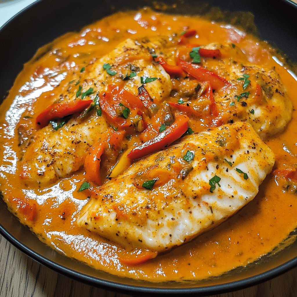 tilapia in roasted pepper sauce — smoky & flavorful seafood dinner