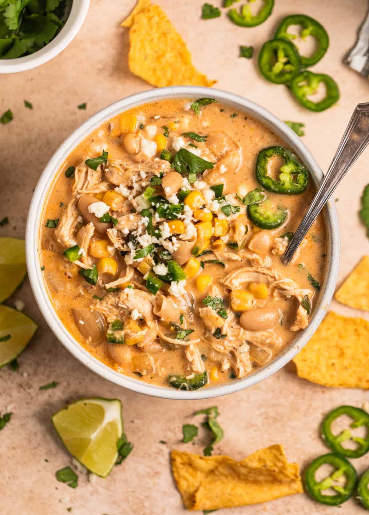 white chicken chili — creamy & comforting bowl of goodness
