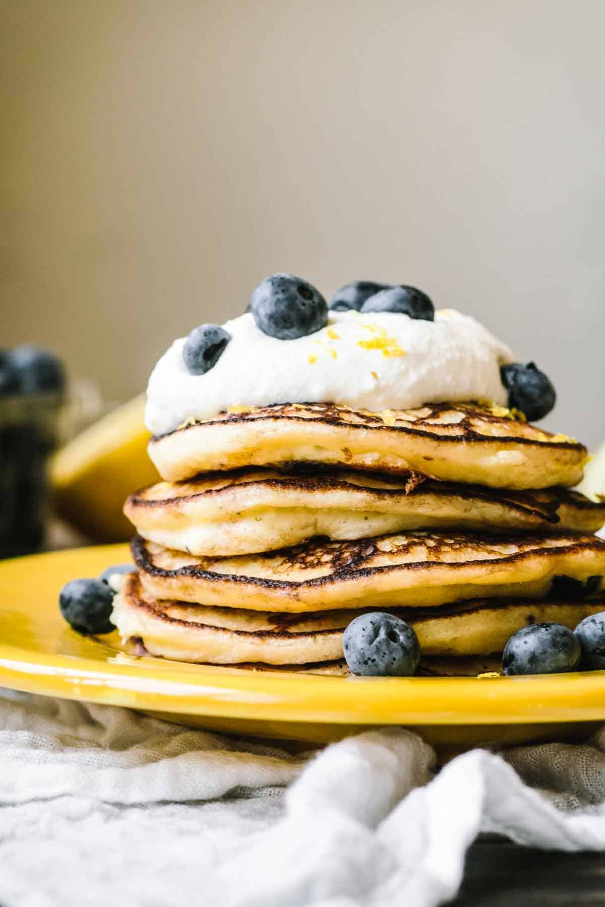 blueberry lemon ricotta pancakes — fluffy, citrusy & berry loaded breakfast