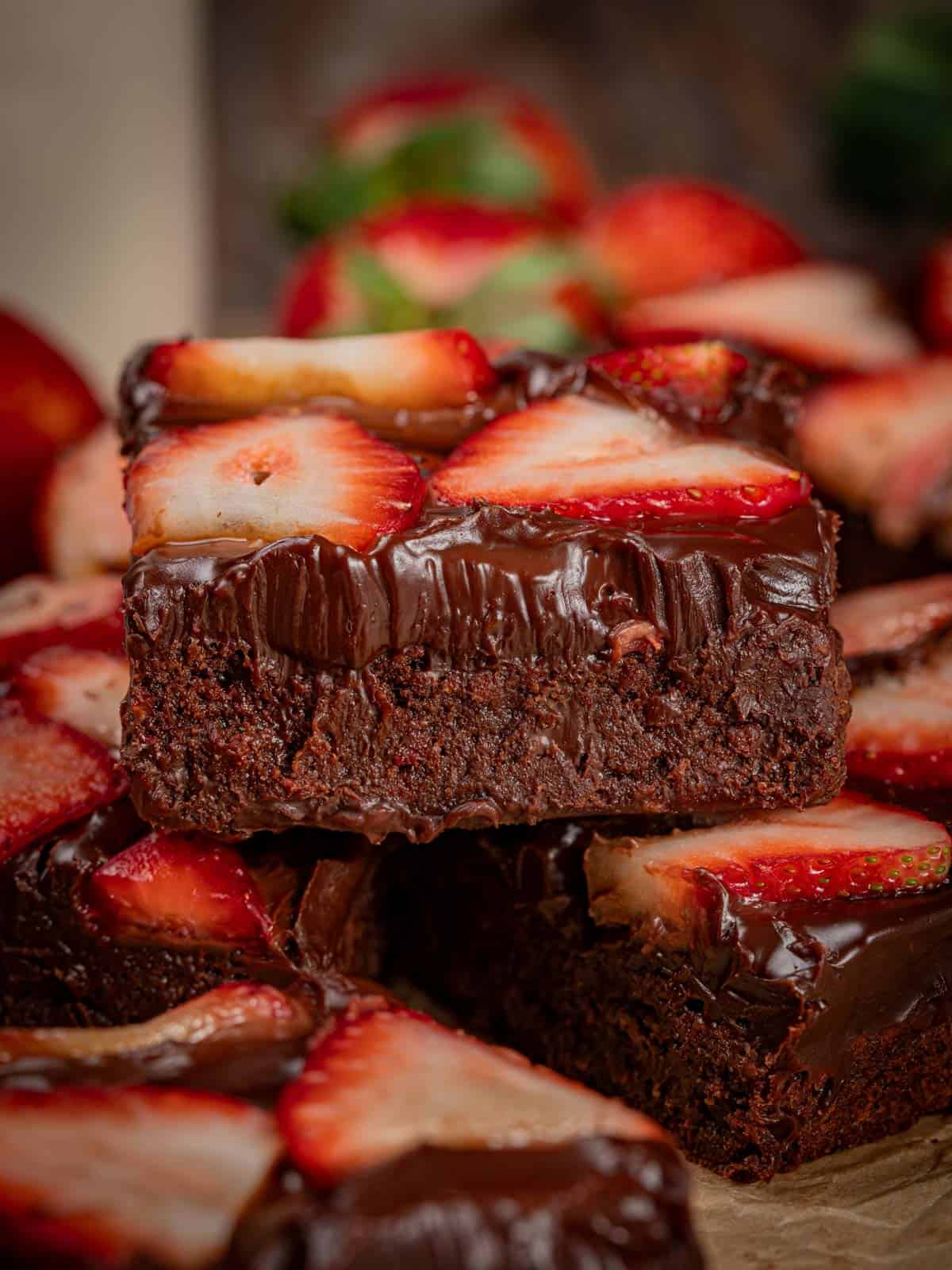 chocolate dipped strawberry brownie bars — decadent dessert for every occasion