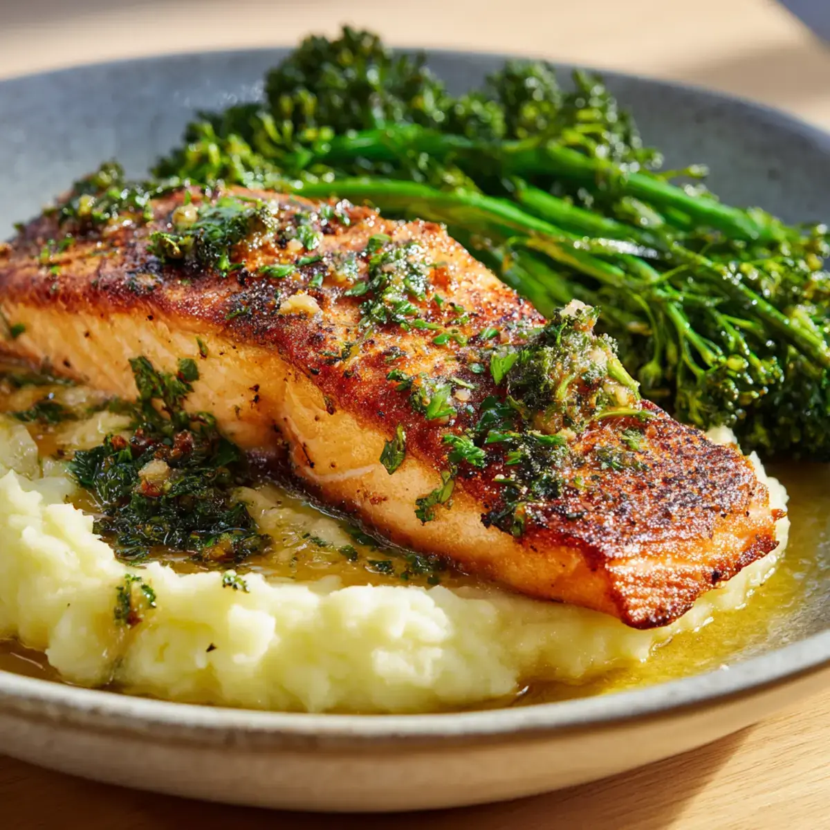 maple glazed salmon with garlic butter broccolini — sweet & savoury one pan dinner
