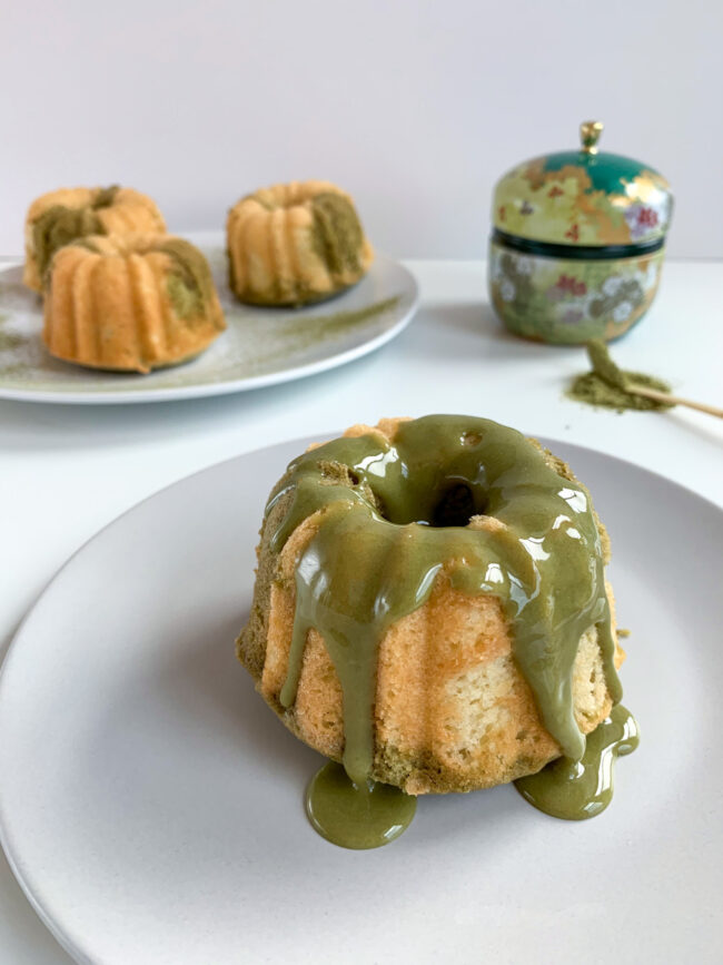 mini matcha marble bundt cakes — elegant green tea & vanilla swirl treats
