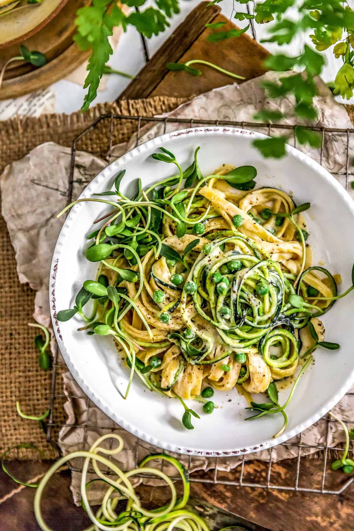 vegan cashew alfredo zucchini pasta — creamy, plant based & under 30 minutes